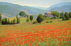 pintura de papoulas na toscana