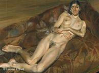 Lucian Freud, Naked Portrait on a Red Sofa, 1989 ? 91, oil on canvas, 100.2 x 90.2 cm., Private Collection, © the Artist ***Das Pressebild darf nur in Zusammenhang mit einer Berichterstattung über die Ausstellung verwendet werden***